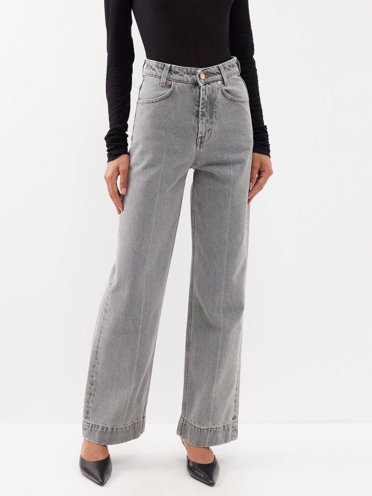 Laser-Print Organic-Cotton Wide-Leg Jeans