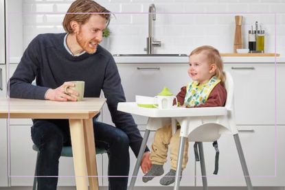 Ikea high chair accessories illustrated by dad and baby