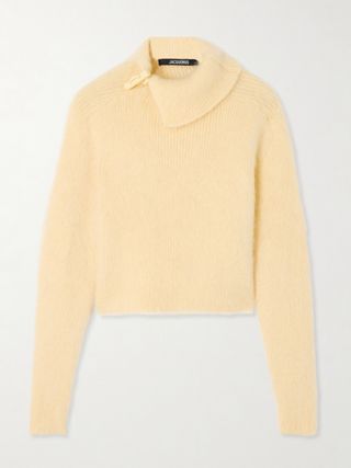 Le Pull Marina Appliquéd Brushed Knitted Turtleneck Sweater