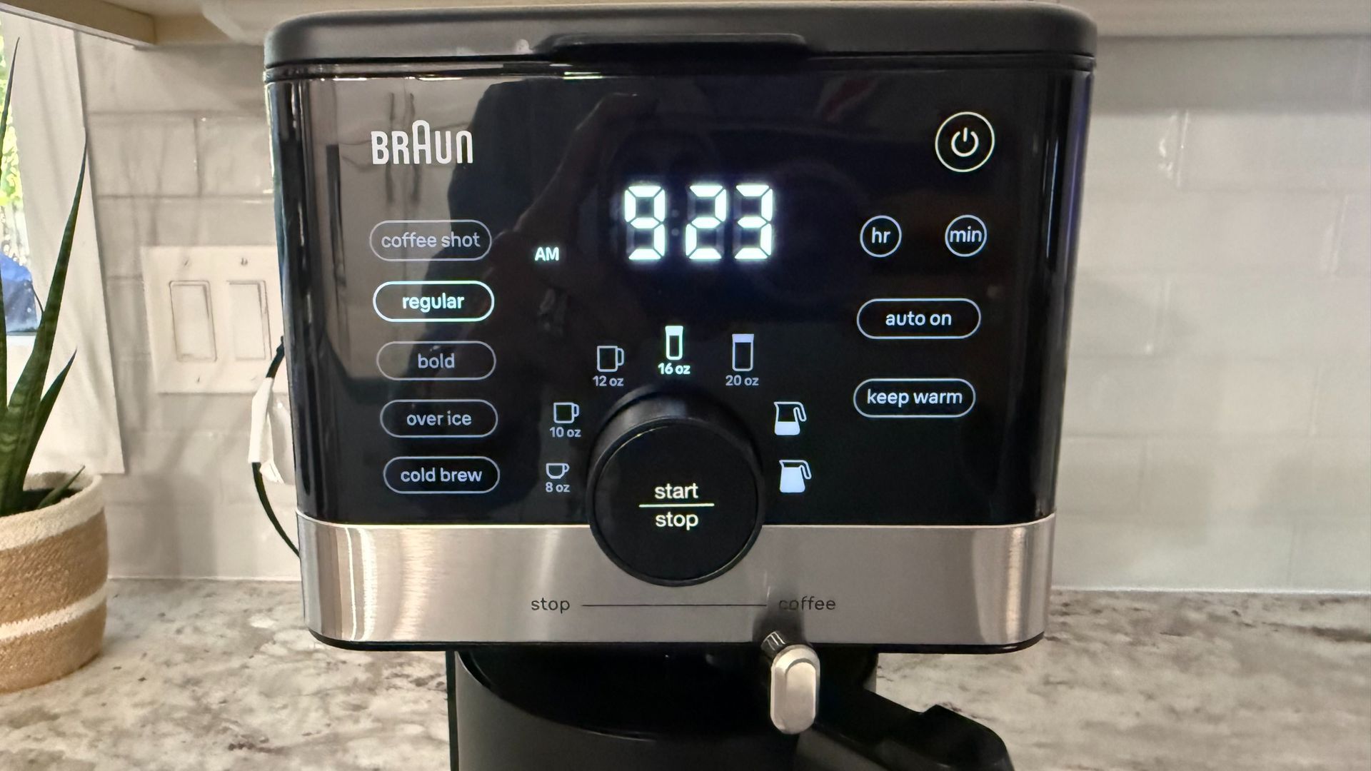 Braun OptiBrew Pro close up of touch screen