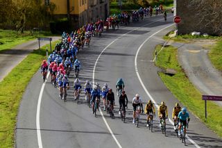 OURENSE SPAIN NOVEMBER 04 Peloton Landscape during the 75th Tour of Spain 2020 Stage 14 a 2047km stage from Lugo to Ourense lavuelta LaVuelta20 La Vuelta on November 04 2020 in Ourense Spain Photo by David RamosGetty Images