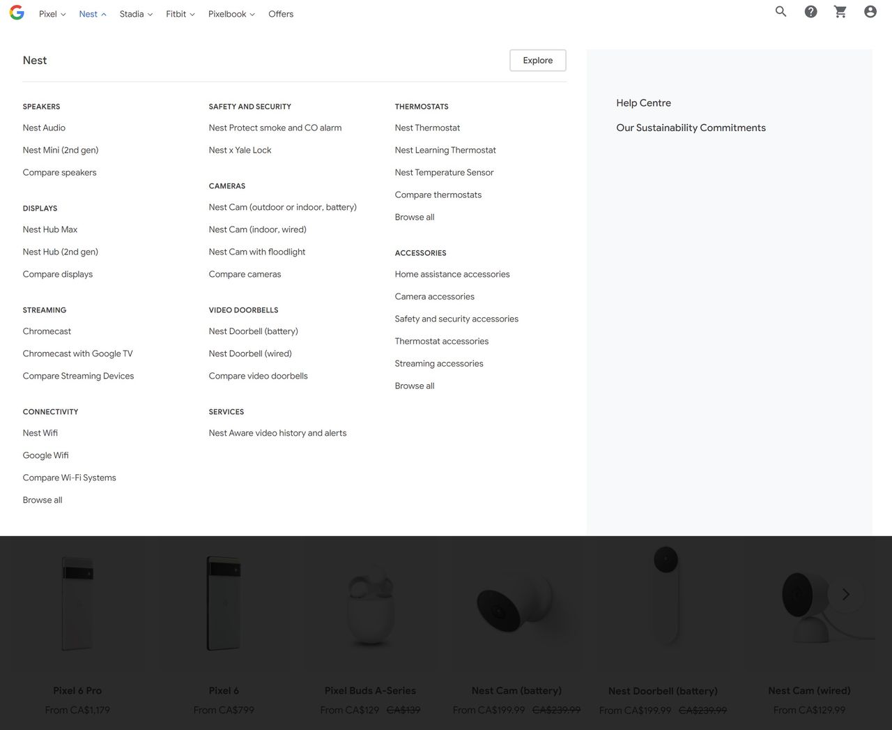 Old Google Store site design
