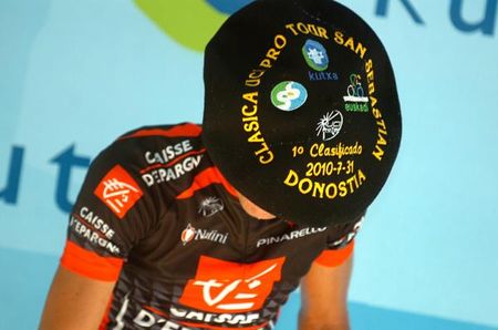 The hat is a pretty cool memento for Luis Leon Sanchez' Clasica San Sebastian win.