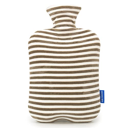 Dicever Hot Water Bottle With Soft Cover, 2l Hot Water Bag for Menstrual Cramps, Neck and Shoulder Pain Relief, Hot and Cold Therapies, Hand Feet Warmer, Gray