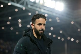 Liverpool target Ruben Amorim, Head Coach of Sporting CP, looks on prior to the UEFA Europa League 2023/24 round of 16 second leg match between Atalanta and Sporting CP at the Stadio di Bergamo on March 14, 2024 in Bergamo, Italy. (Photo by Emilio Andreoli/Getty Images) Liverpool