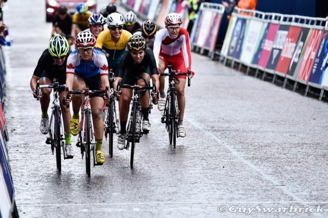 Leah Kirchmann (Canada) leading in the remainder of the field