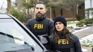 Zeeko Zaki as Special Agent Omar Adom ‘OA’ Zidan and Missy Peregrym as Special Agent Maggie Bell in FBI season 6