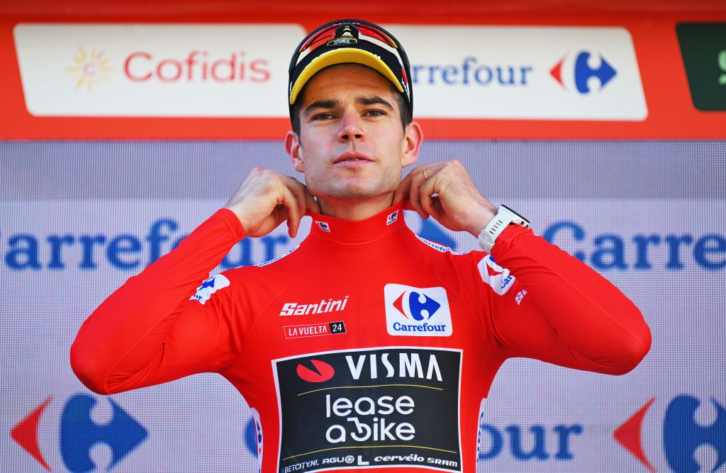 Van Aert wore the red, green and polka dot jerseys at the recent Vuelta a España 