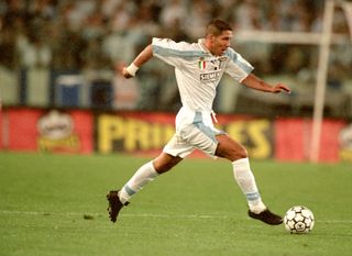 Diego Simeone in action for Lazio against Inter in the UEFA Super Cup in September 2000.