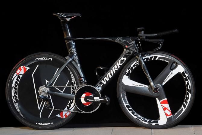 Etixx-QuickStep team bikes on display in Calpe, Spain.
