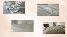 how we test bedding: our top four sheet sets on beds for testing