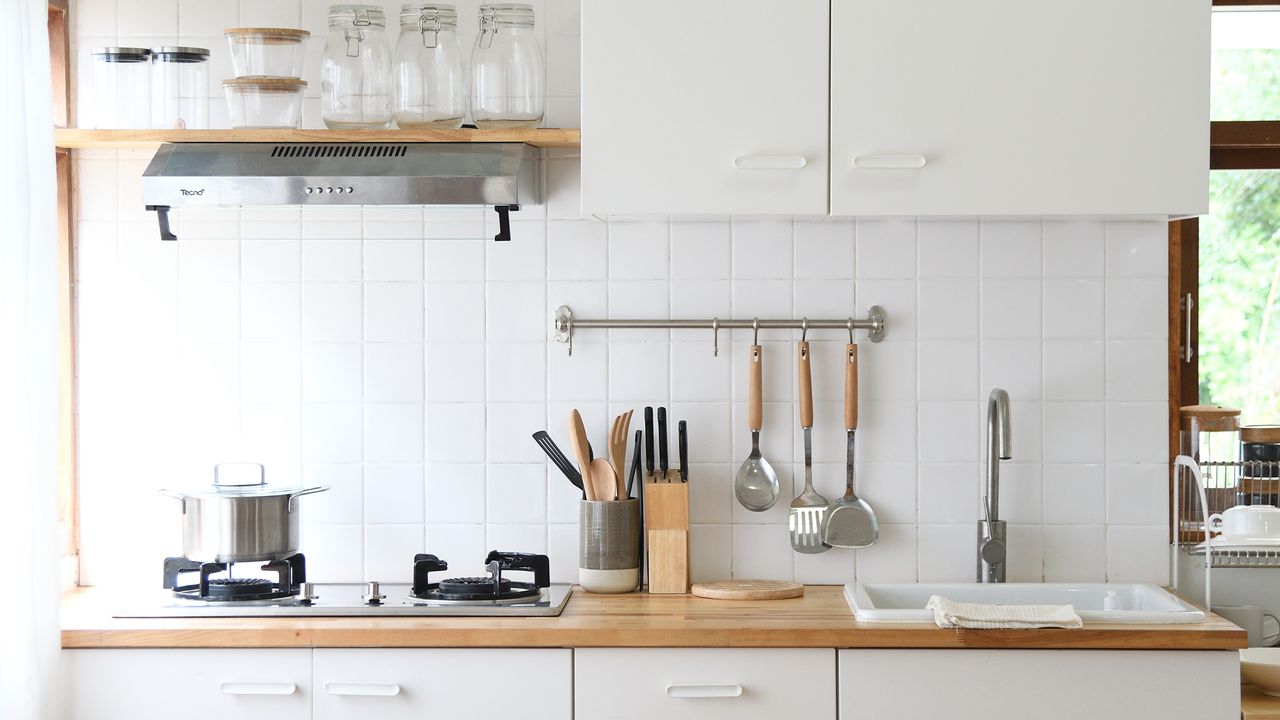 A small galley kitchen