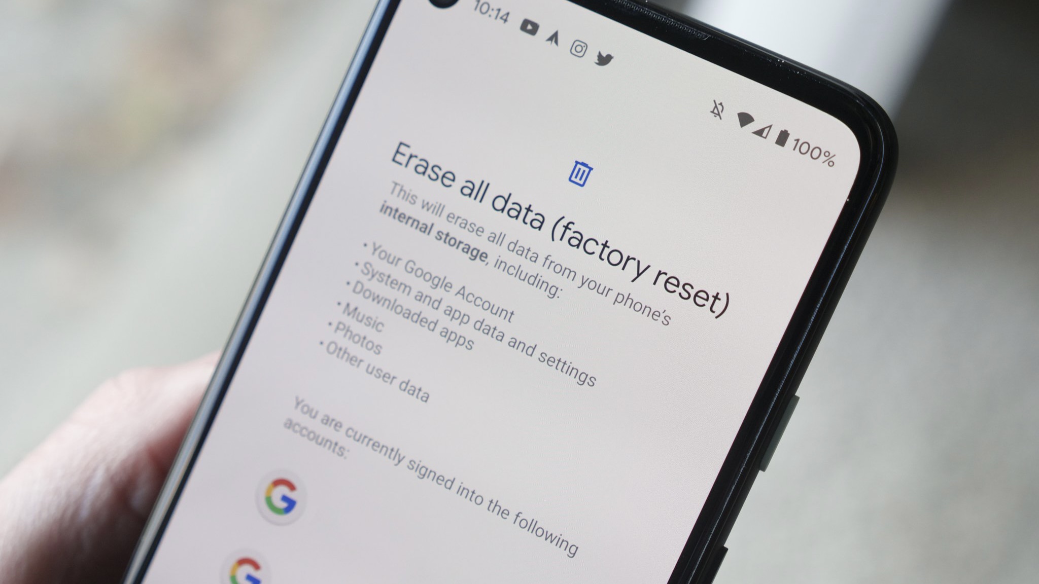 How can you factory reset an Android device?