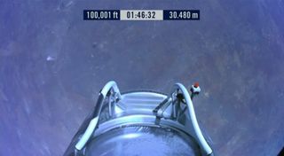 This view of Earth from an altitude of 100,001 feet was captured by a camera on daredevil Felix Baumgartner's Red Bull Stratos capsule during his attempt at the world's highest skydive, a supersonic leap, on Oct. 14, 2012, over Roswell, N.M.