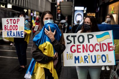 People protest Russia's invasion of Ukraine in Hong Kong