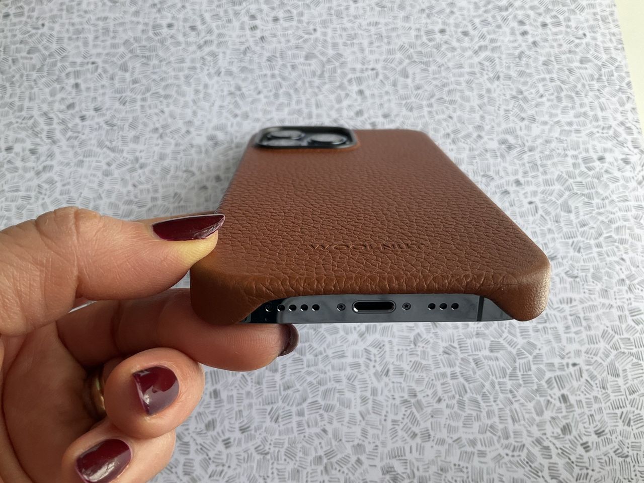 Woolnut Leather Case For Iphone With Magsafe Lifestyle Bottom View
