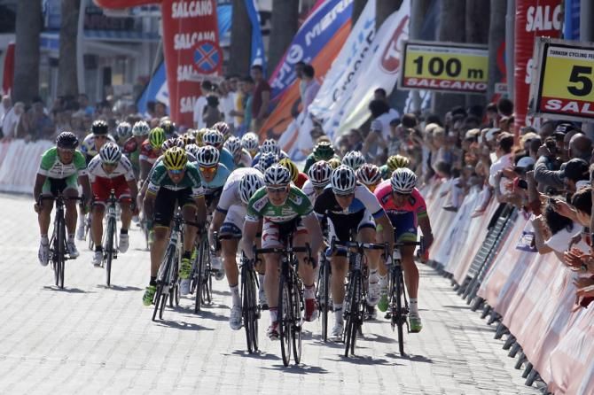 Andr&eacute; Greipel (Lotto Belisol) is seconds away from winning stage 4 at the Tour of Turkey.
