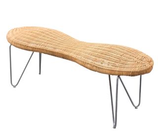 Wicker peanut shaped stool designed by IKEA in 1980s