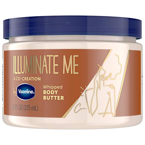 Vaseline Illuminate Me Shea Butter Whipped Body Butter for Melanin Rich Skin Provides 24 Hour Moisturization for Dry Skin 11 Oz