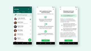 WhatsApp's new banners showing updates to privacy settings
