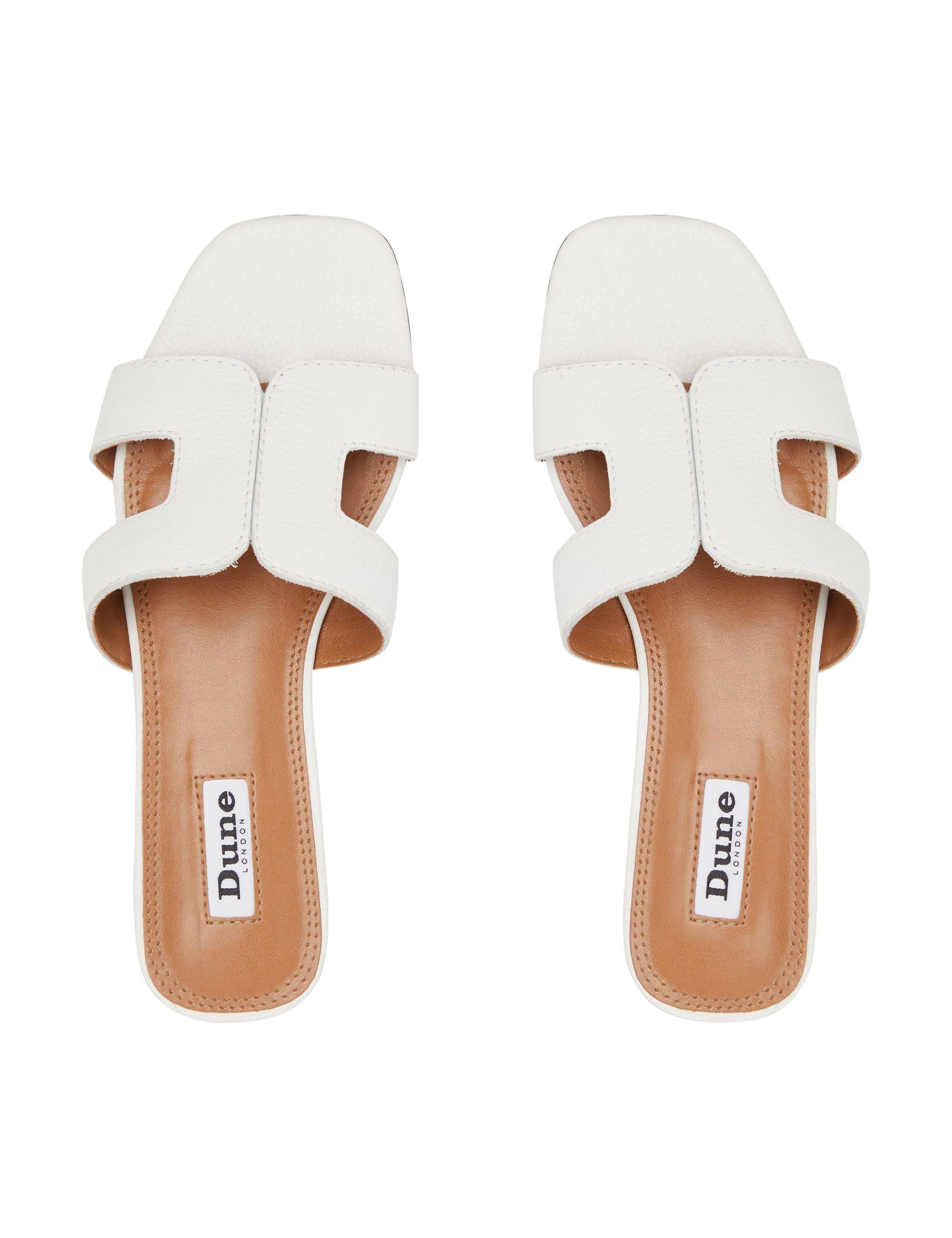 Leather Block Heel Sliders