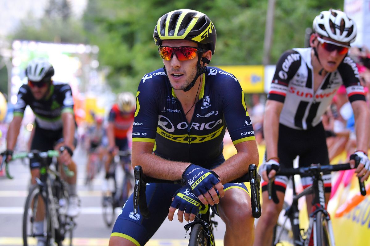 Adam Yates (Orica-Scott) tries to cool down after the stage