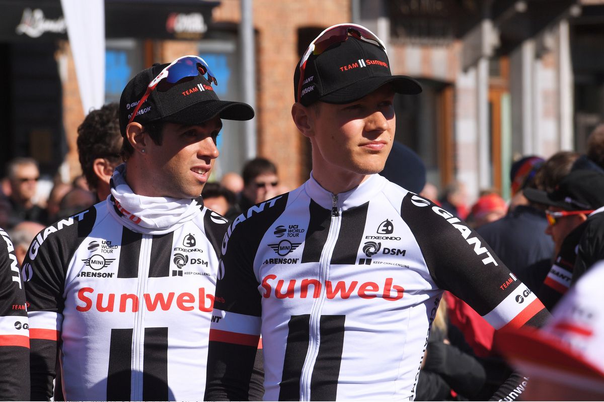 Michael Matthews with Team Sunweb teammate Wilco Kelderman