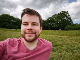 A selfie taken without portrait mode