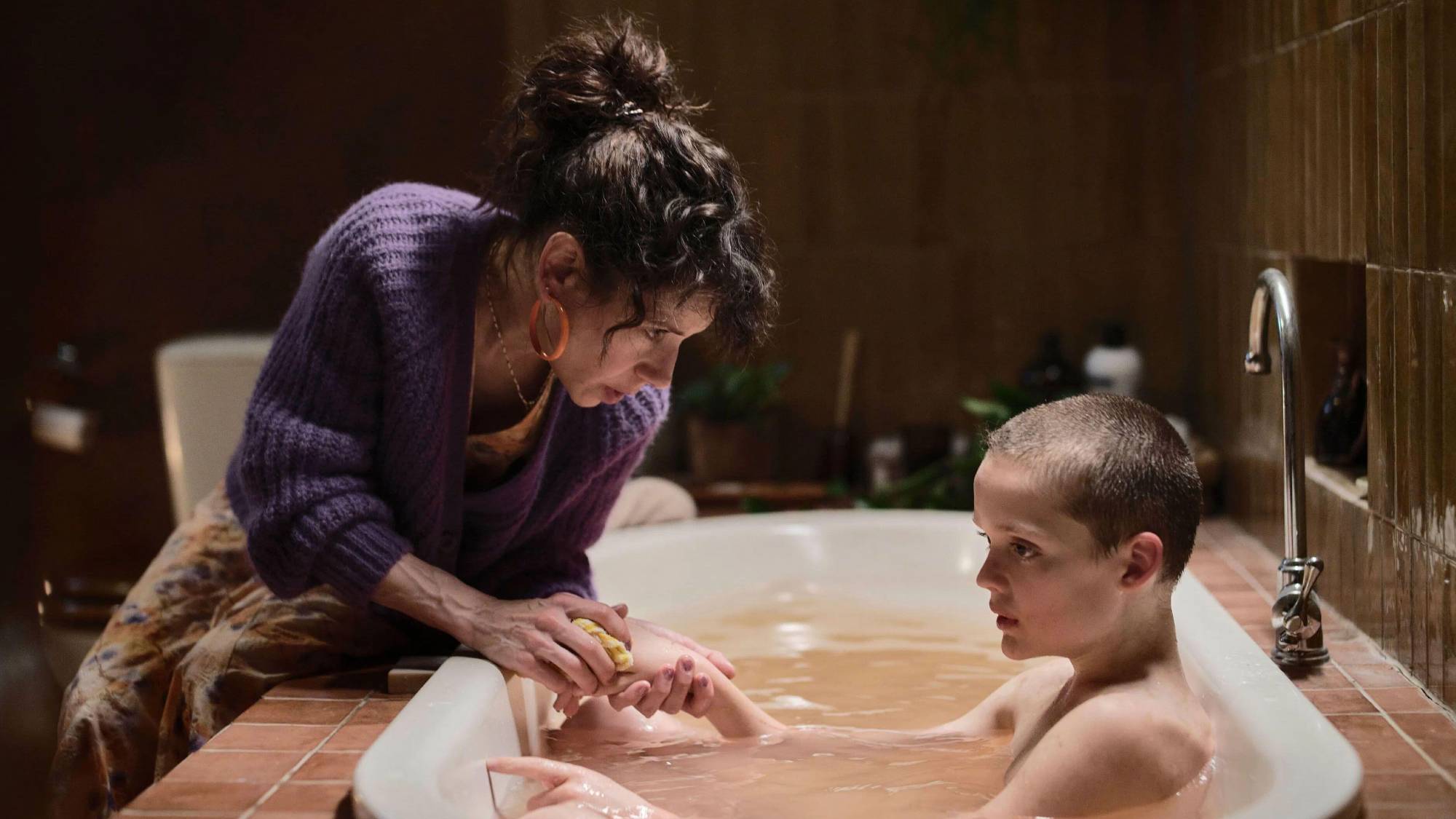 (L-R) Sally Hawkins as Laura and Jonah Wren Phillips as Oliver in "Bring Her Back"