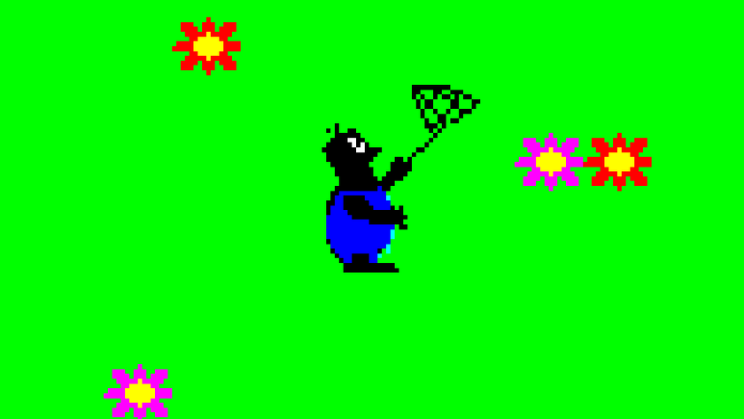 The protagonist of Butterflies wielding his butterfly net.