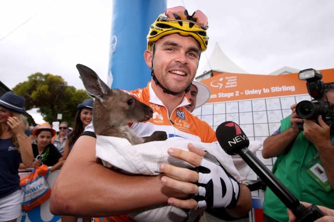 Jack Bobridge (UniSA) poses with a joey