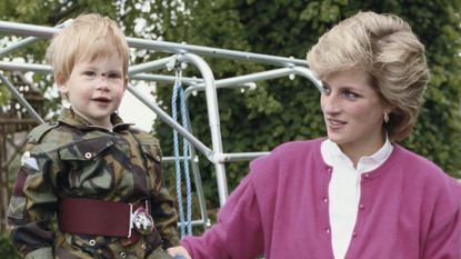 Prince Harry and Princess Diana in the garden of Highgrove House in Gloucestershire on July 18, 1986. 