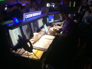 In the JPL mission control center, Cassini team members monitor the spacecraft's status with the Deep Space Network on Sept. 14, 2017, one day ahead of the mission's end.