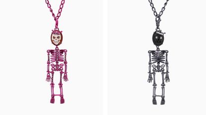 pink and black skeleton necklaces for Halloween jewellery