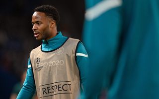 Manchester City forward Raheem Sterling warming up