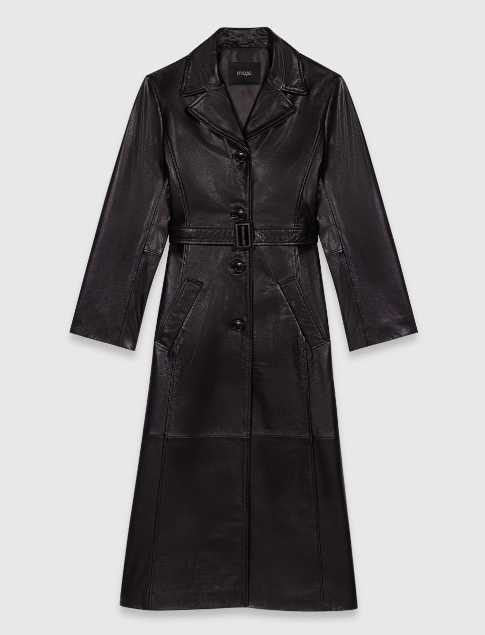 Maje, Long Leather Trench Coat