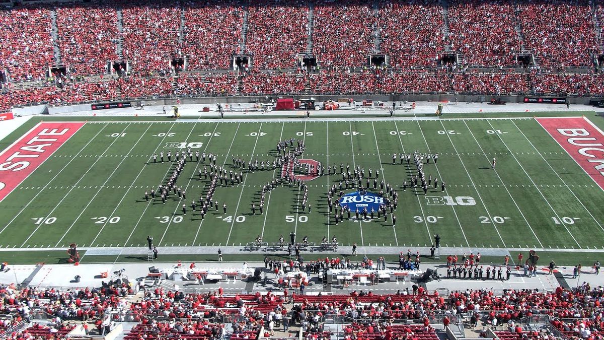 The Ohio State University Marching Band on the field