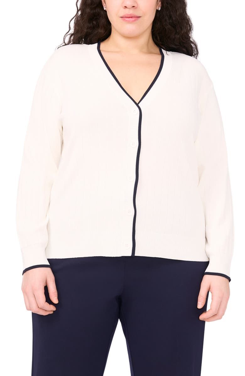 Tipped V-Neck Cardigan