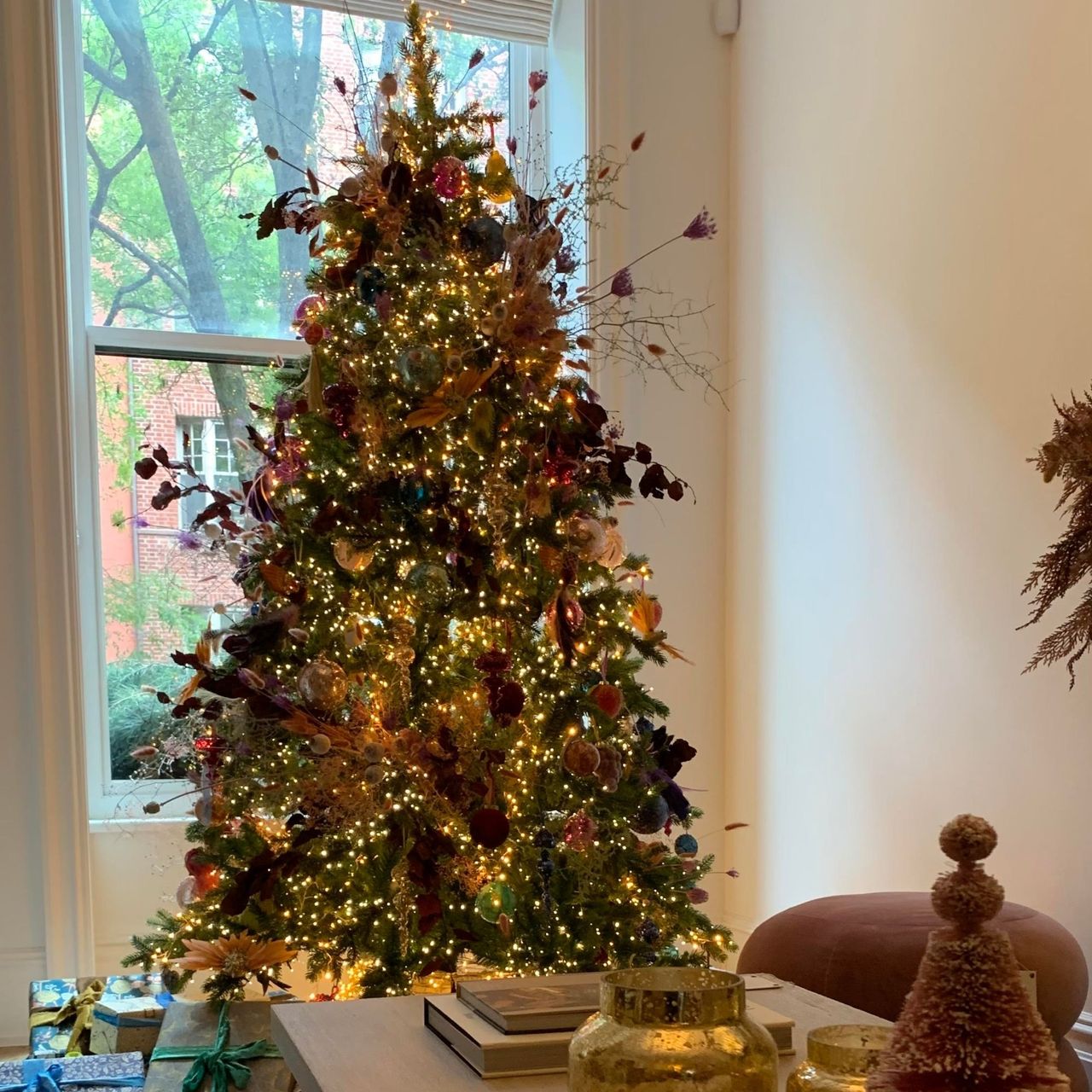 Anthropologie Holiday House christmas tree in the living room