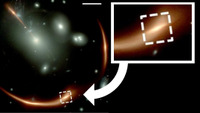 The lensed galaxy MRG-M013 which the JWST used to weigh a distant supermassive black hole