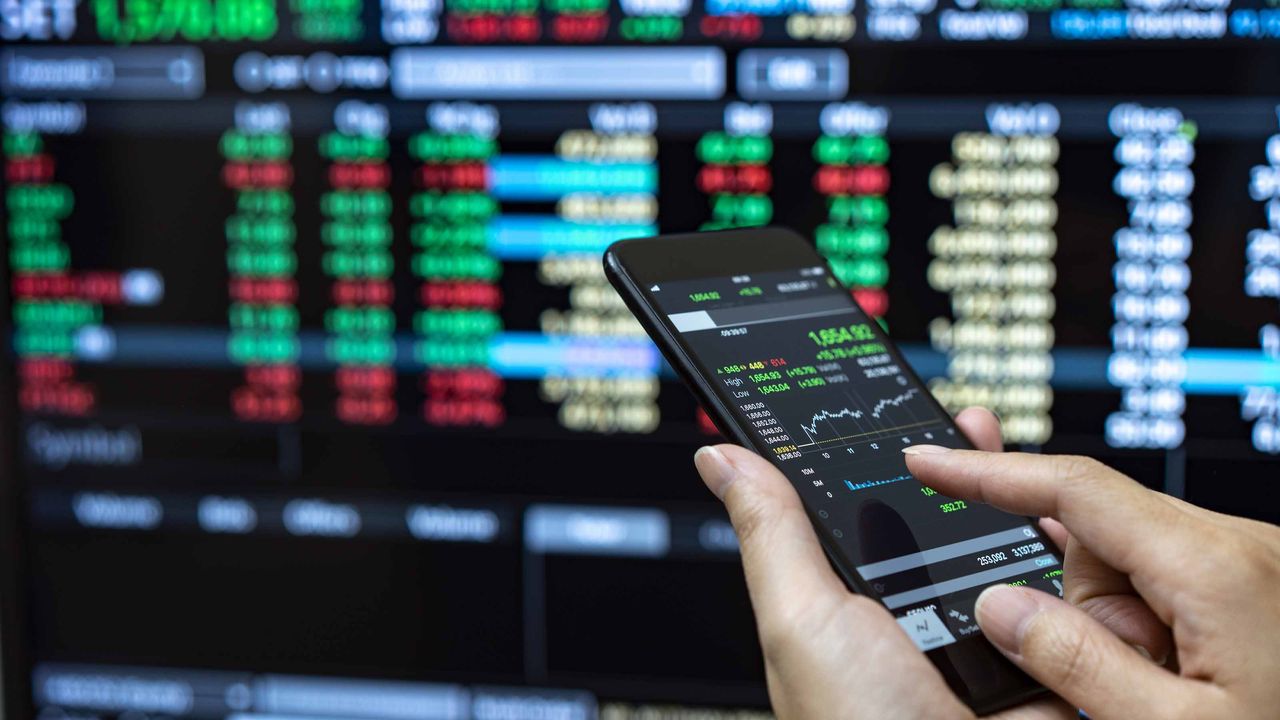 a person looks at his stocks on a phone