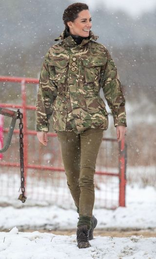 Kate Middleton wearing camo gear for a day with the Irish Guards