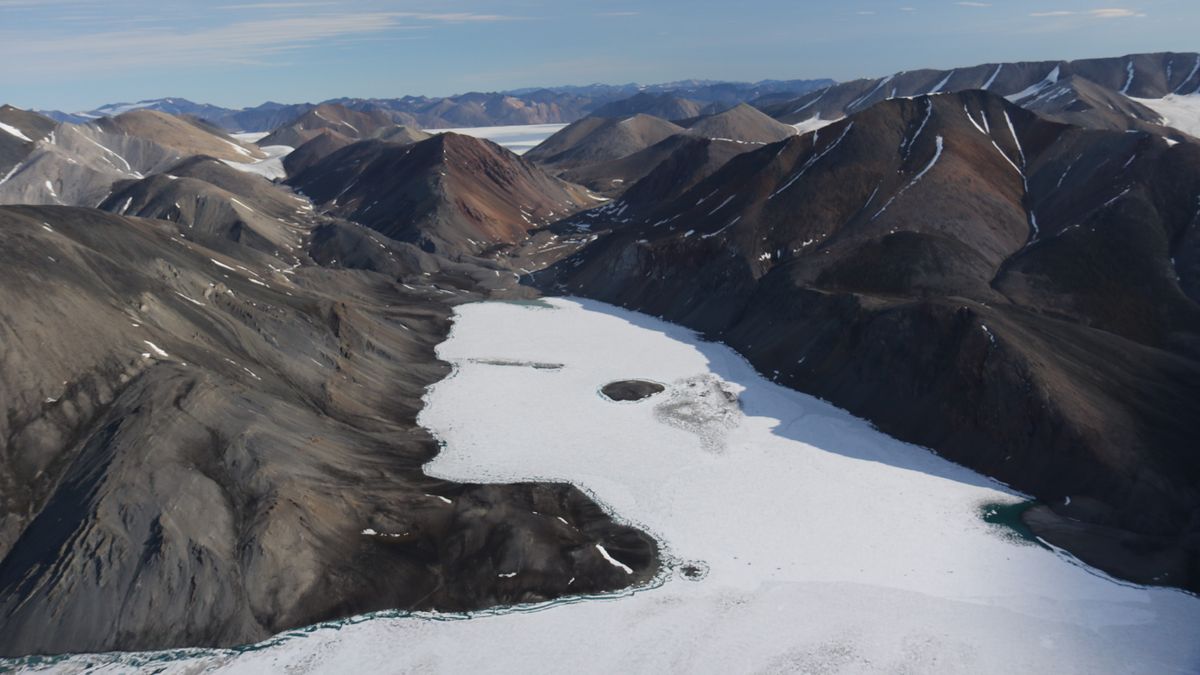 The Milne Fiord epishelf lake in Neige Bay, Canada.