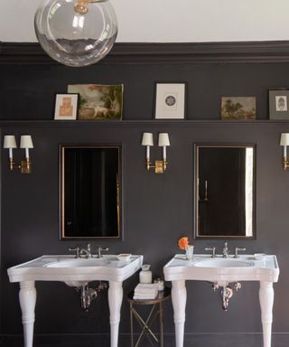 Bathroom decorated with black paint