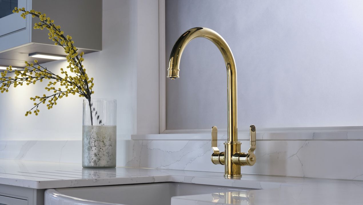 polished brass mixer tap 