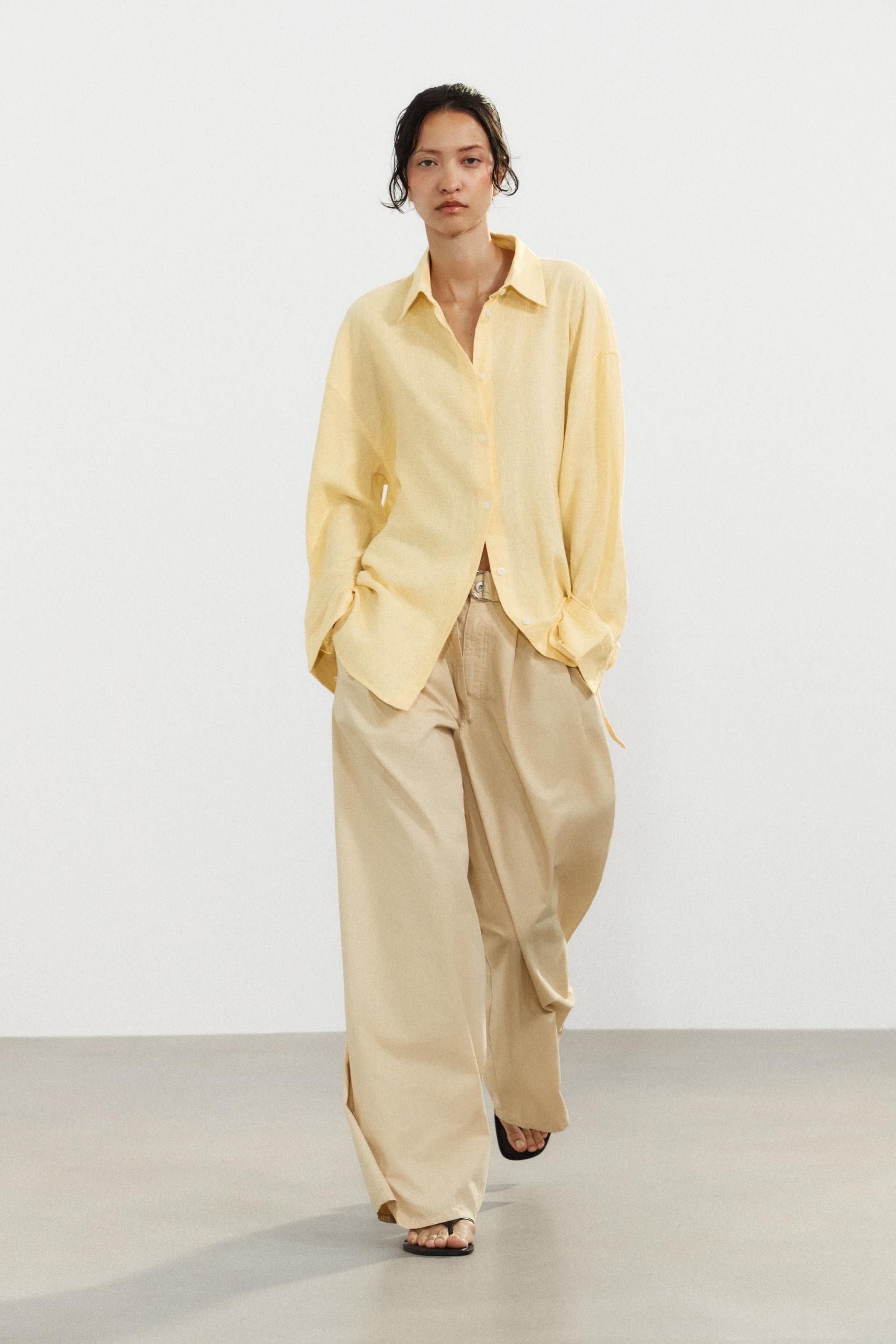 ZARA, Oversized Linen Blend Shirt