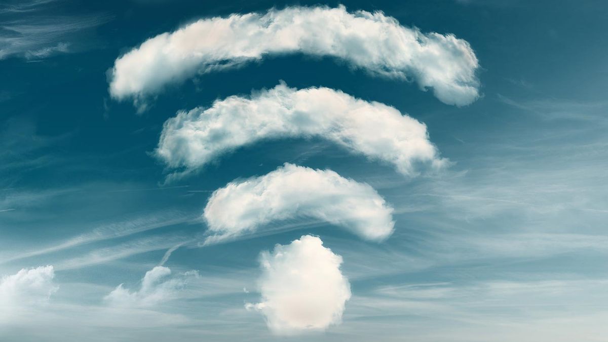 A Wi-Fi symbol in the sky made out of clouds