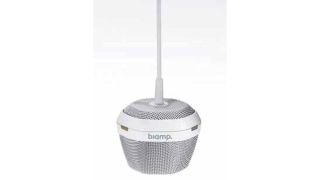 Biamp’s Devio DCM-1 ceiling pendant microphone uses beamtracking technology, allowing meeting room participants to move around freely while maintaining consistent speech intelligibility.