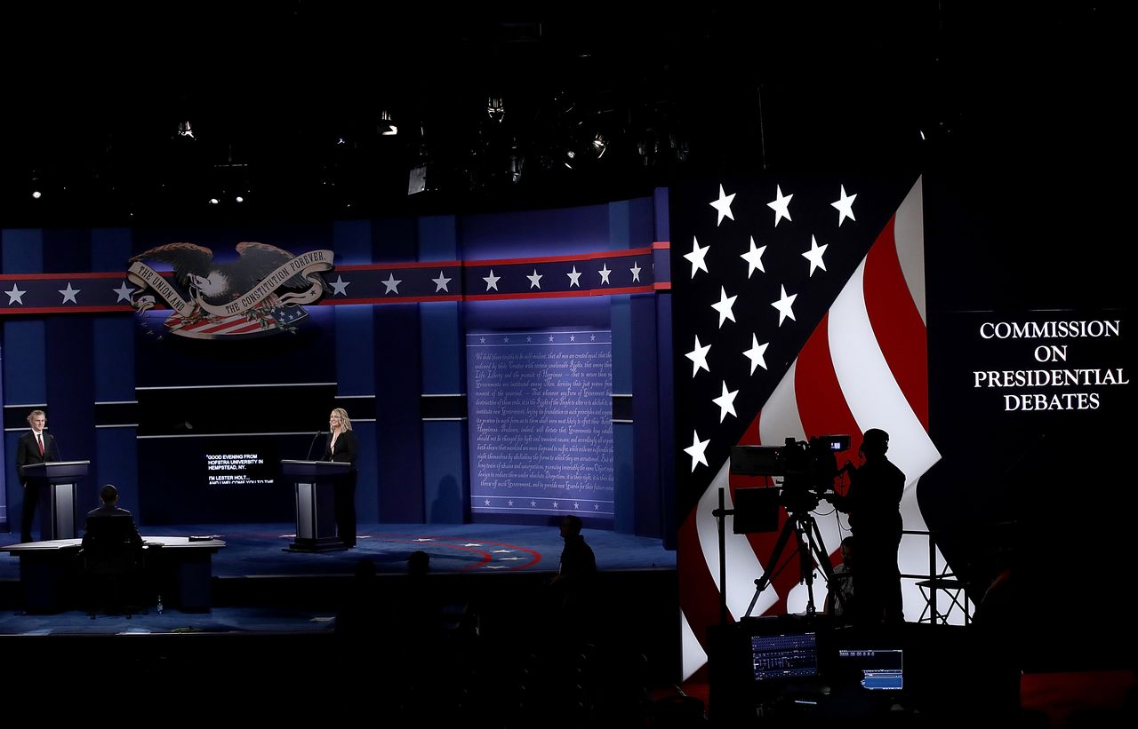 Rehearsal for the first Clinton-Trump debate at Hofstra University