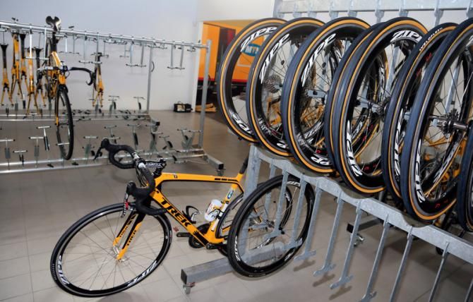 Plenty of space for team equipment at the MTN-Qhubeka service course